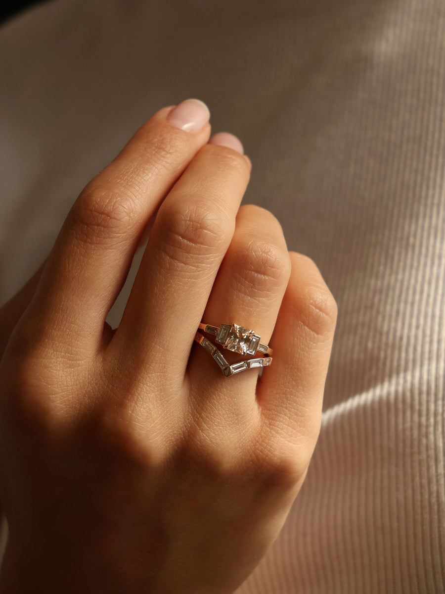 0.30 TCW Baguette Cut curved style Wedding Band