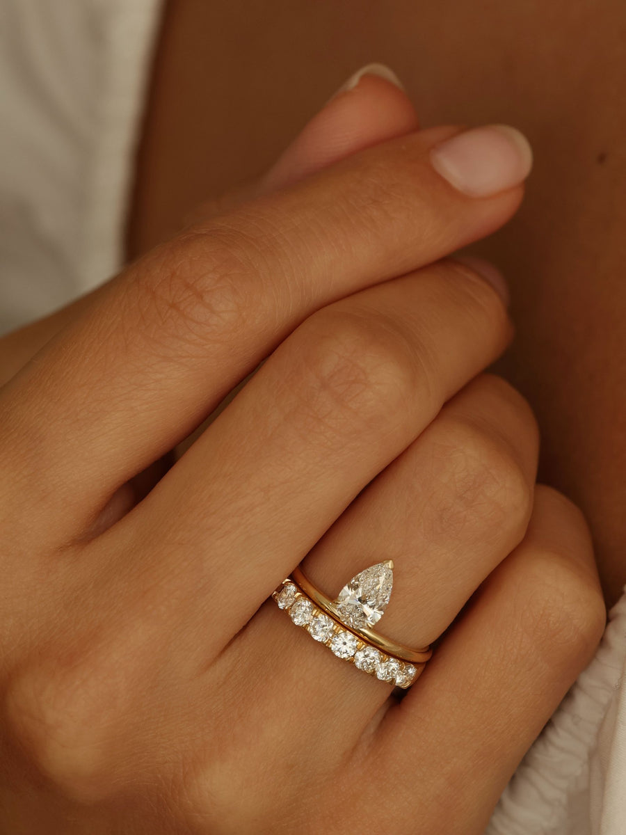 1.10 TCW Round Cut Half-Eternity Wedding Band