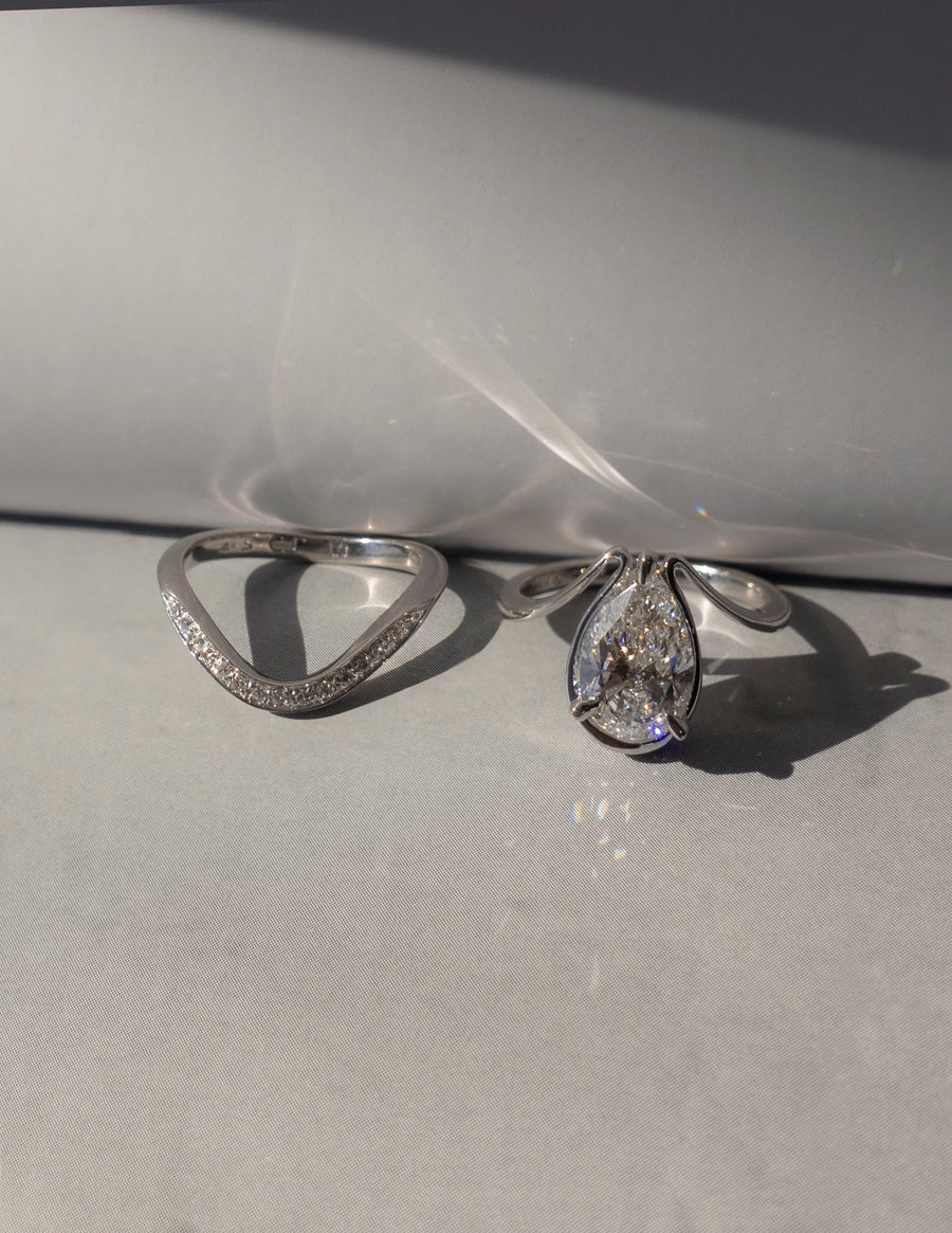 1.25 - 2.0 CT Pear Shaped Lab Grown Diamond Unique Style Engagement Ring