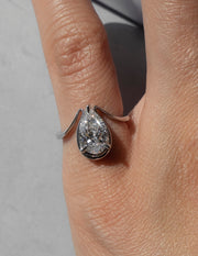 1.25 - 2.0 CT Pear Shaped Lab Grown Diamond Unique Style Engagement Ring