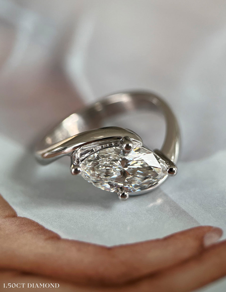 0.50 -1.50 CT Marquise Cut Lab Grown Diamond Solitaire Engagement Ring