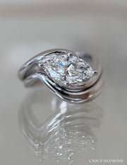 1.0 CT-2.0 CT  Marquise Cut Lab Grown Diamond Solitaire Setting Bridal Set