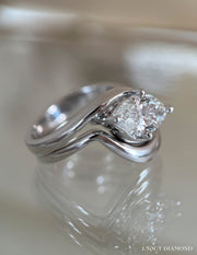 1.0 CT-2.0 CT  Marquise Cut Lab Grown Diamond Solitaire Setting Bridal Set