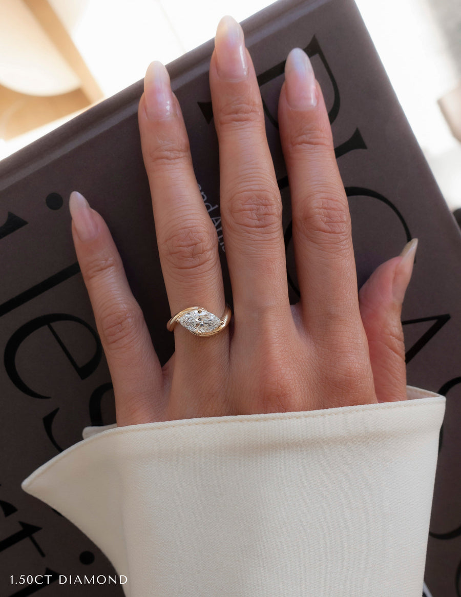 0.50 -1.50 CT Marquise Cut Lab Grown Diamond Solitaire Engagement Ring