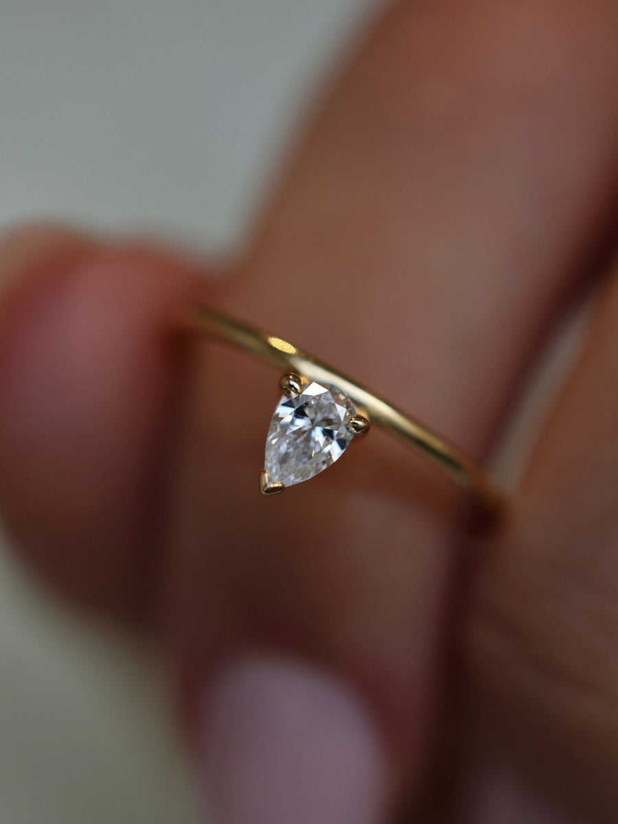 0.30 CT Pear  Lab Grown Diamond Solitaire Engagement Ring