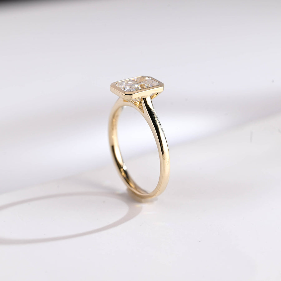 3.0 CT Radiant Cut Bezel Moissanite Engagement Ring