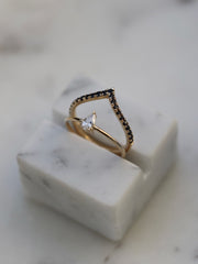 0.20 carat pear cut lab grown diamond solitaire engagement ring in prong setting with polished gold band