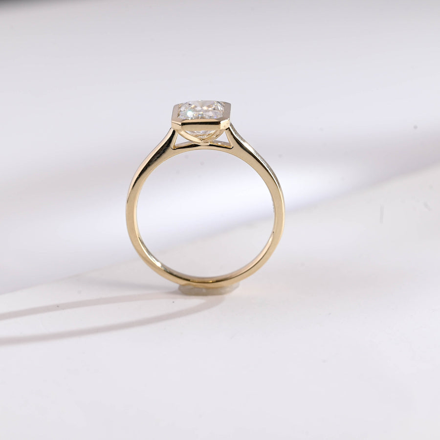 3.0 CT Radiant Cut Bezel Moissanite Engagement Ring