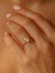 Oval cut lab grown diamond solitaire engagement ring, 1.0 to 3.0 carats, set in timeless prong design on polished gold band