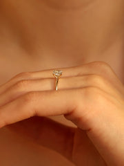 Cushion cut lab grown diamond solitaire engagement ring, 1.0 to 3.0 carats, set in a classic prong design on polished gold band