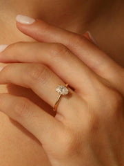 Oval cut lab grown diamond solitaire engagement ring, 1.0 to 3.0 carats, set in timeless prong design on polished gold band