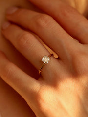 Cushion cut lab grown diamond solitaire engagement ring, 1.0 to 3.0 carats, set in a classic prong design on polished gold band