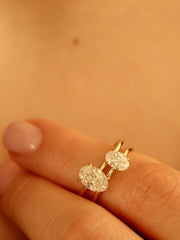 Oval cut lab grown diamond solitaire engagement ring, 1.0 to 3.0 carats, set in timeless prong design on polished gold band