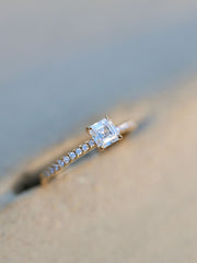 0.50 - 2.50 CT Asscher  Lab Grown Diamond Pave Engagement Ring