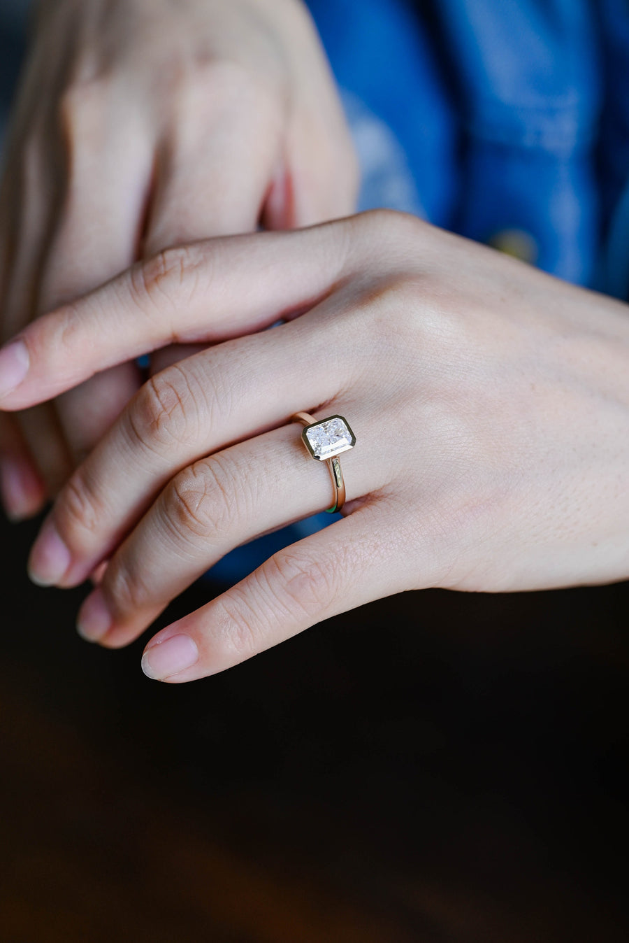 3.0 CT Radiant Cut Bezel Moissanite Engagement Ring