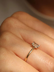 Radiant cut lab grown diamond solitaire engagement ring, 0.90 to 2.50 carats, set in classic prong design on polished gold band
