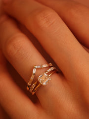 1.20 carat Asscher cut lab grown diamond solitaire engagement ring set in a classic prong design on polished gold band