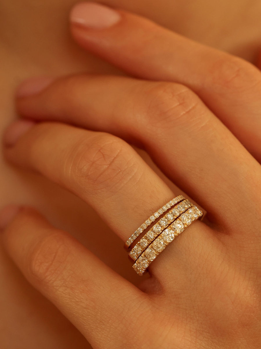 1.10 TCW Round Cut Half-Eternity Wedding Band