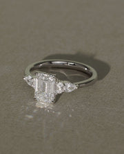 1.58-3.50 CT Emerald Lab Grown Diamond Three Stone Setting Engagement Ring