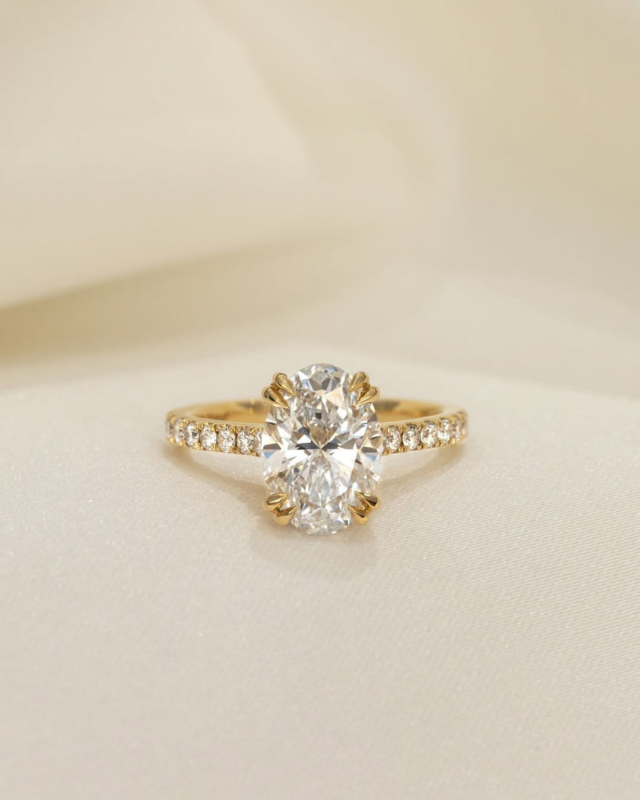 1.83 - 3.83 CT Oval  Lab Grown Diamond Pave Style Engagement Ring + 0.53 ct oval - E VVS2