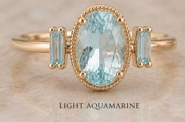 1.0 CT Oval Aquamarine Gemstone Engagement Ring- Specially Reserved for Ashely