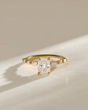 1.80-3.80 CT Elongated Cushion Lab Grown Diamond Pave Style Engagement Ring