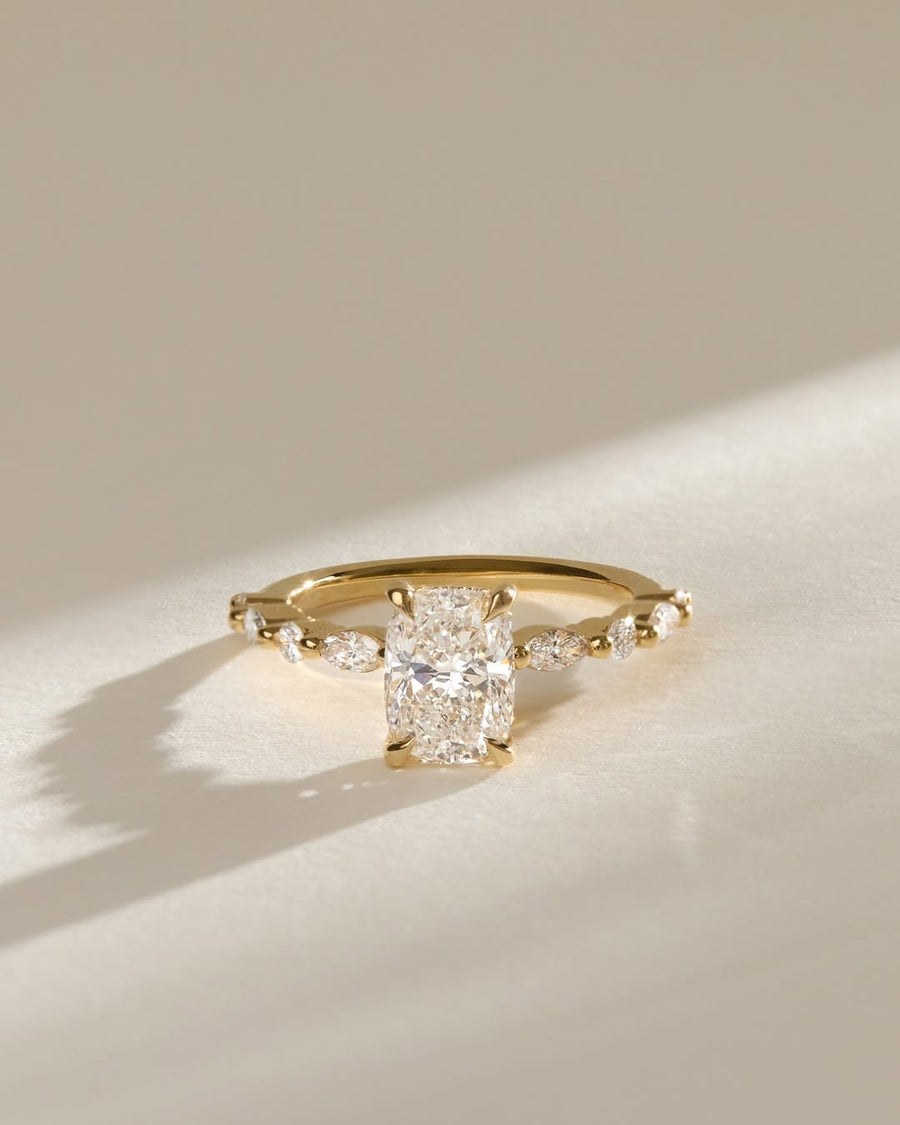 1.80-3.80 CT Elongated Cushion Lab Grown Diamond Pave Style Engagement Ring