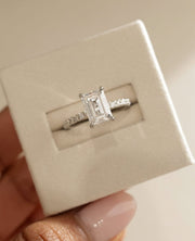 2.38 CT Emerald  Lab Grown Diamond Pave Style Engagement Ring