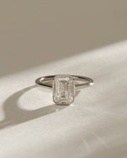 1.50 - 3.50 CT Emerald  Lab Grown Diamond Bezel Style Engagement Ring