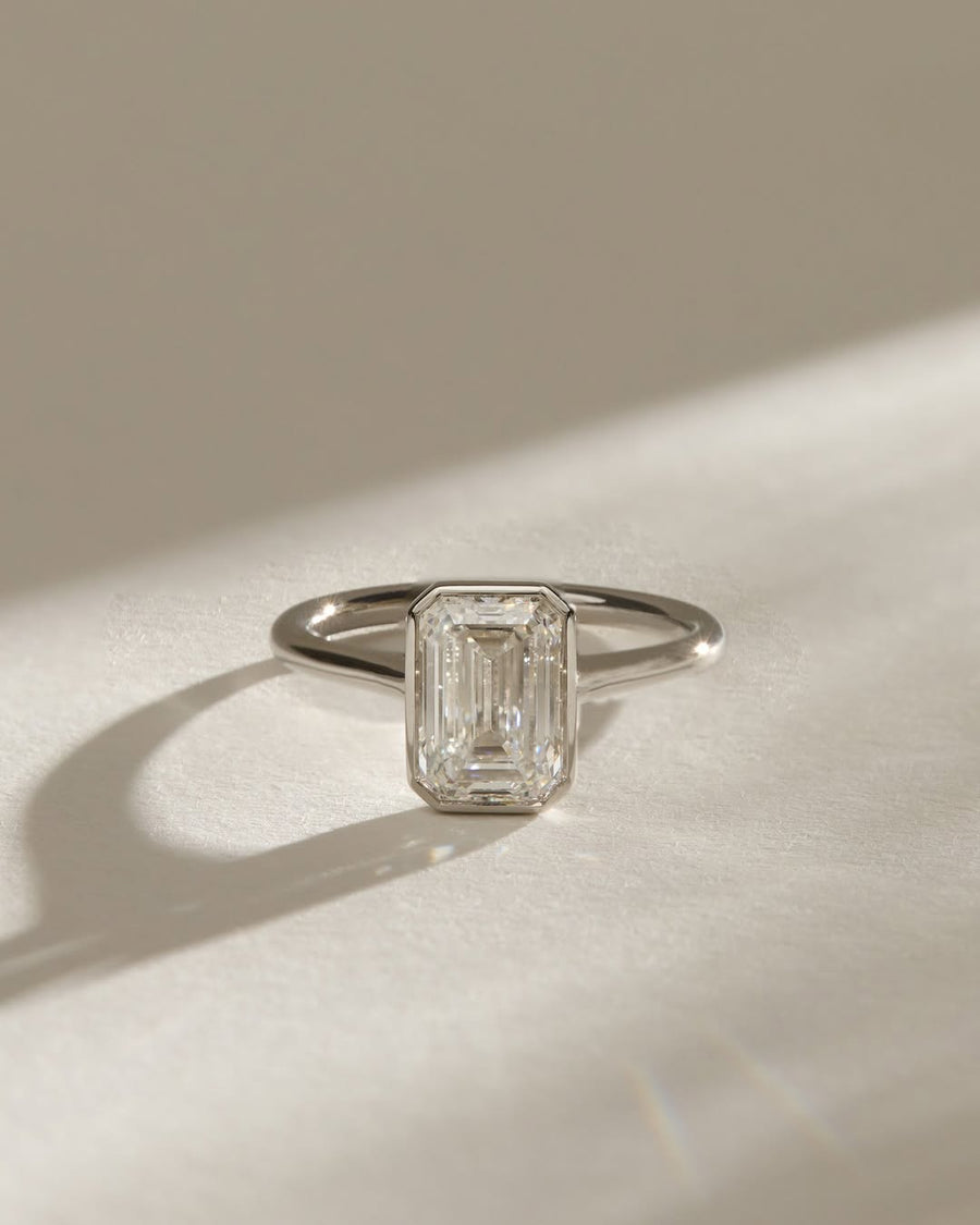 1.50 - 3.50 CT Emerald  Lab Grown Diamond Bezel Style Engagement Ring