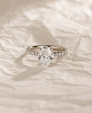 1.02-3.02 CT Oval Lab Grown Diamond Pave Style Engagement Ring