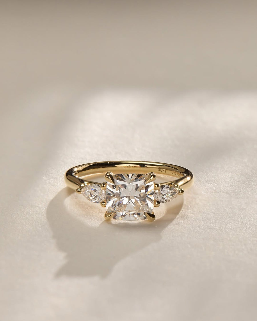 1.09 - 3.09 CT Cushion Lab Grown Diamond Three Stone Style Engagement Ring