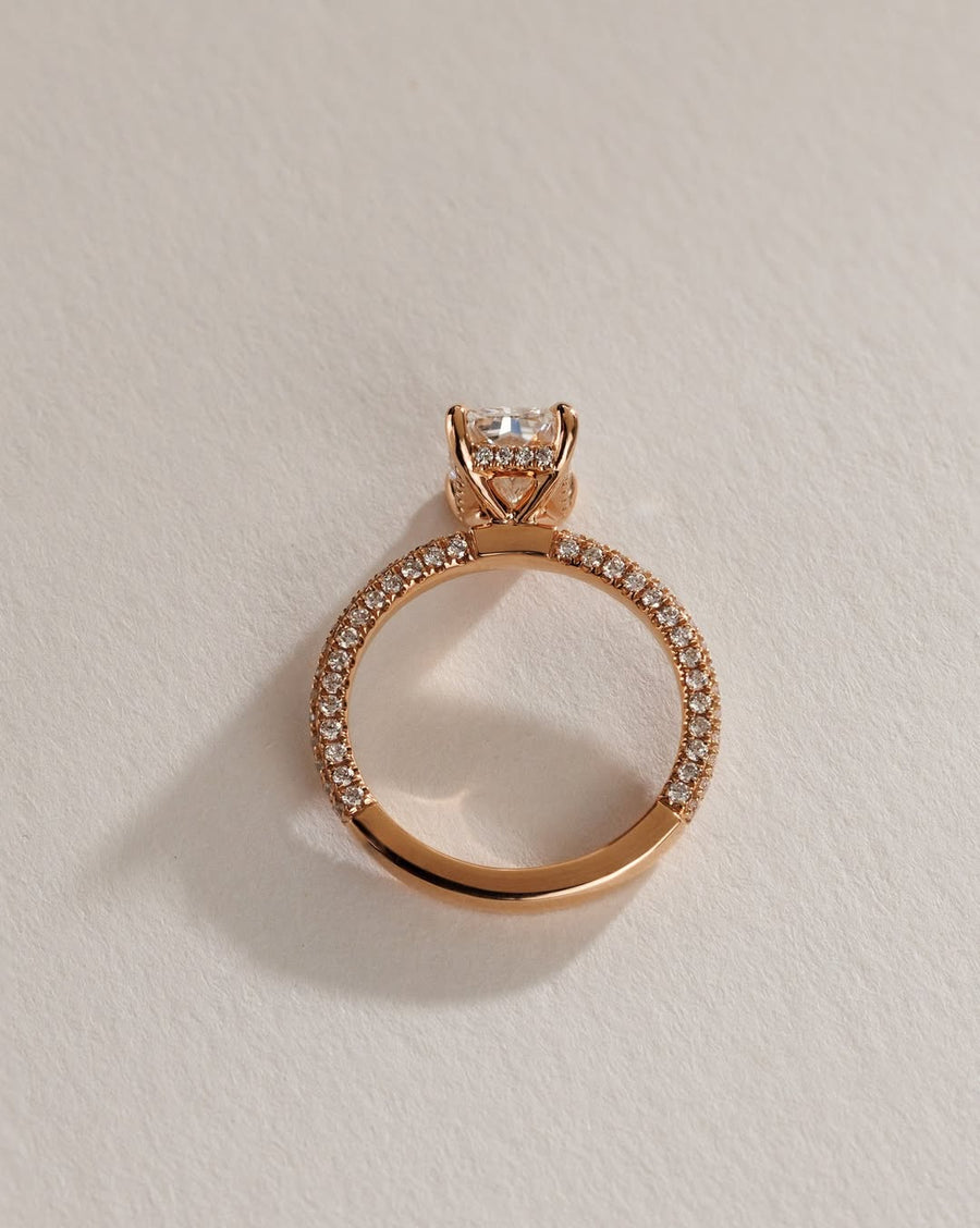 1.02 - 3.02 CT Radiant Lab Grown Diamond Pave Style Engagement Ring