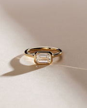 1.50-3.50 CT East west Emerald Lab Grown Diamond Bezel Style Engagement Ring