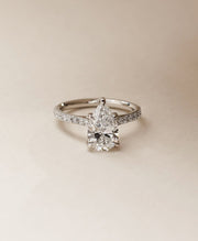 1.0-3.0 CT Pear Lab Grown Diamond Pave Style Engagement Ring