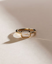 1.50 - 3.50 CT East West Emerald  Lab Grown Diamond Bezel Solitaire Style Engagement Ring