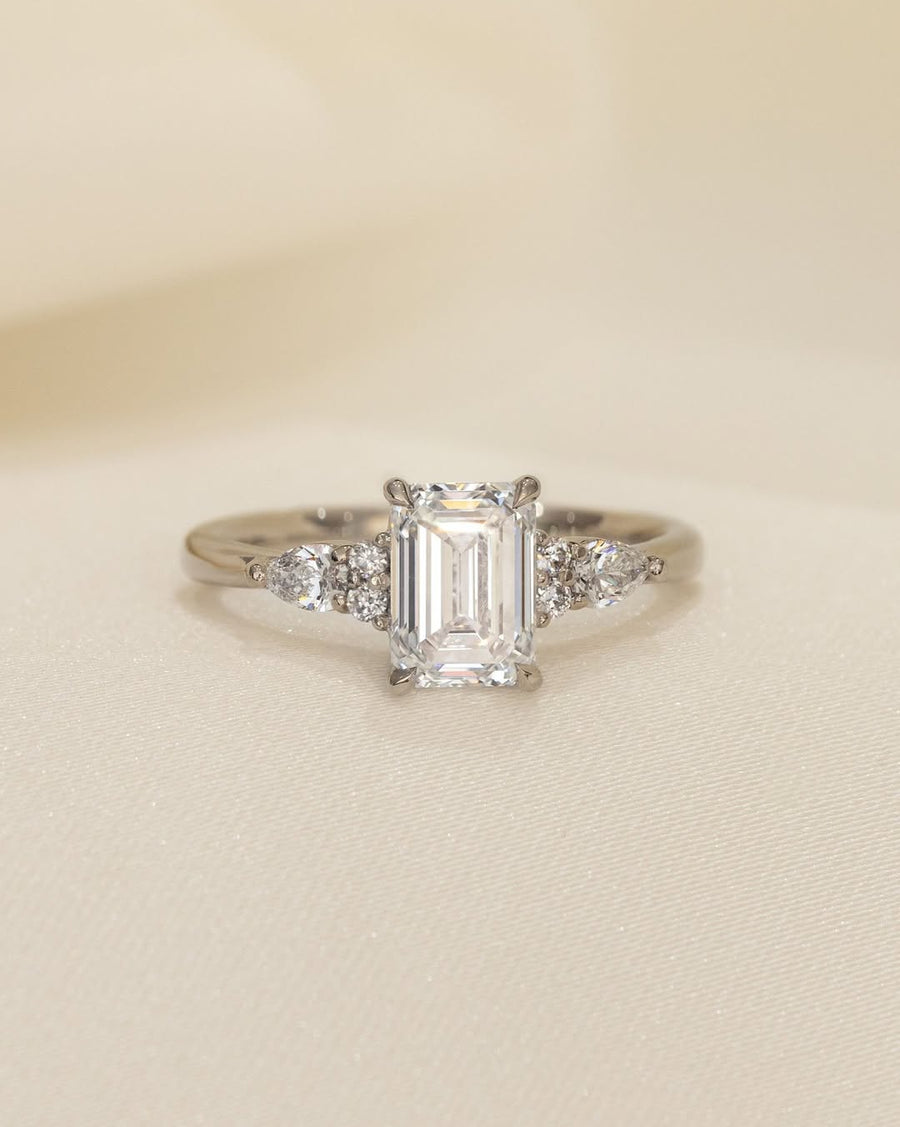 1.58 - 3.58 CT Emerald Lab Grown Diamond Cluster Style Engagement Ring