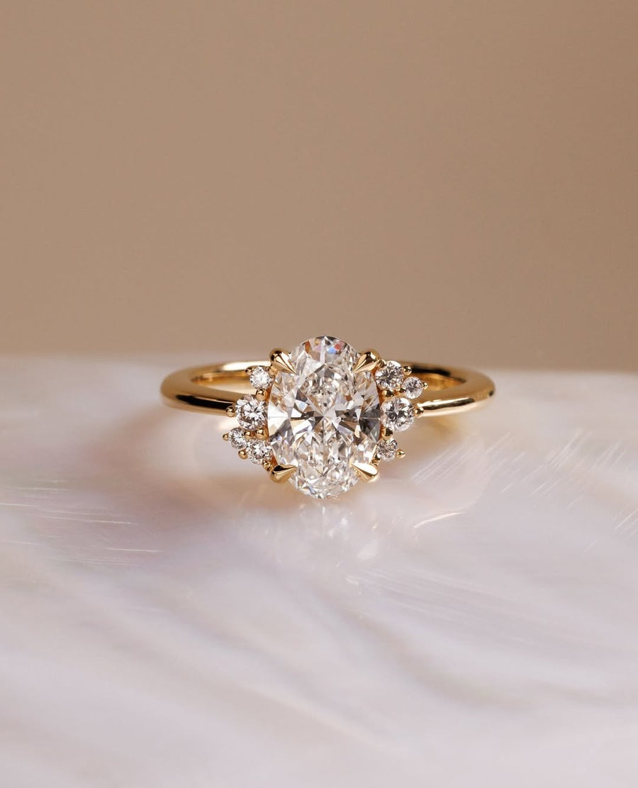 1.80-3.80 CT Oval⁠ Lab Grown Diamond cluster Style Engagement Ring