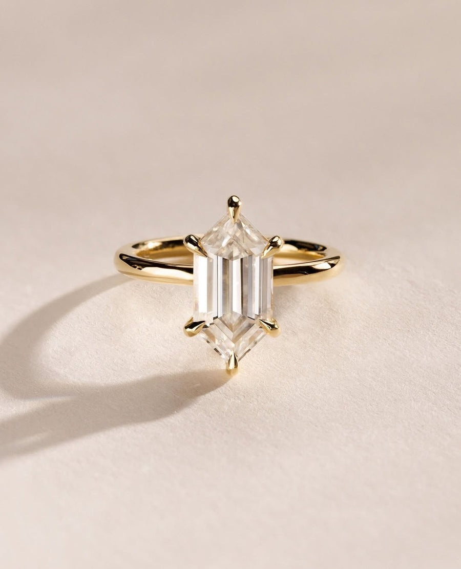 1.0-3.0 CT Hexagon⁠ Lab Grown Diamond Hidden Halo Style Engagement Ring