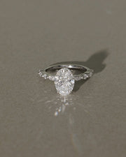 1.0-3.0 CT Oval Lab Grown Diamond Pave Style Engagement Ring