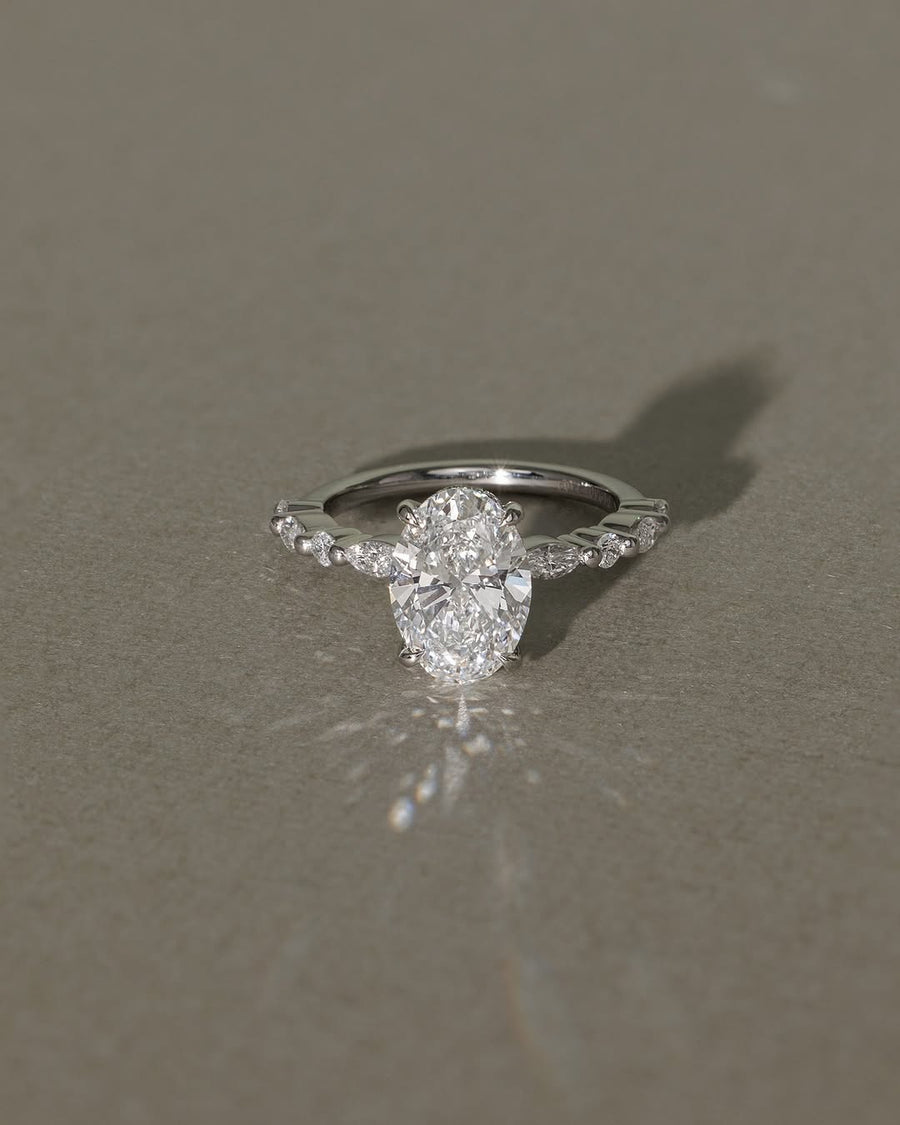 1.0-3.0 CT Oval Lab Grown Diamond Pave Style Engagement Ring