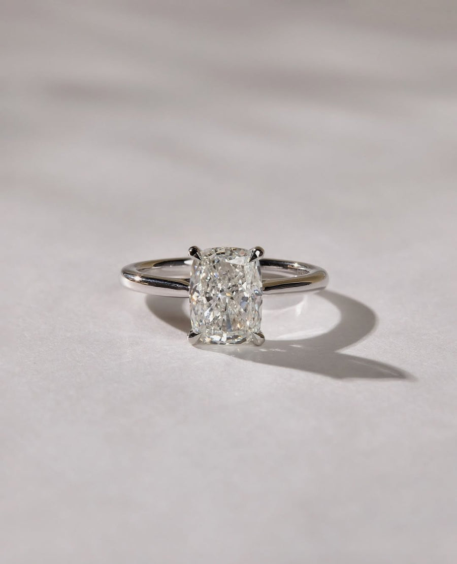 1.70 -3.70 CT Elongated Cushion Lab Grown Diamond Solitaire Style Engagement Ring