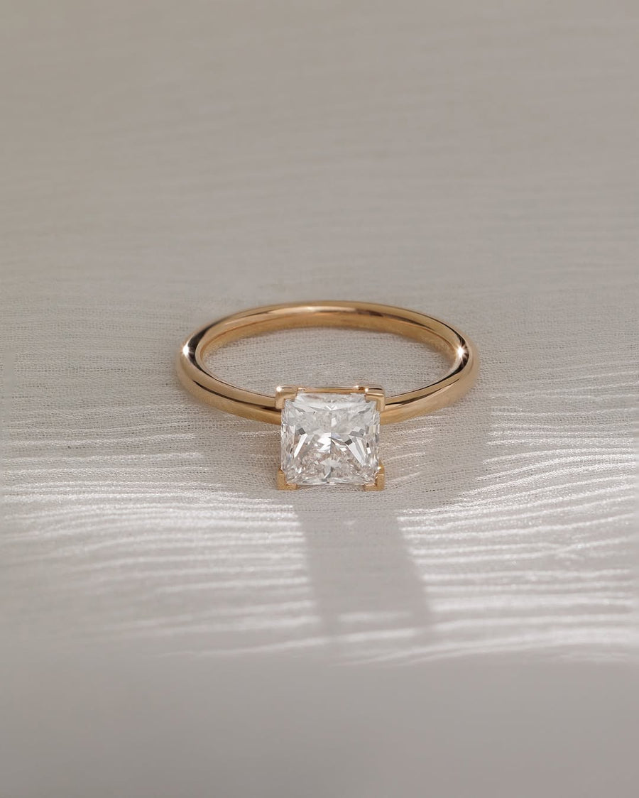 1.65-3.50 CT Princess  Lab Grown Diamond Solitaire Engagement Ring + 0.51 ct princess - E VS1
