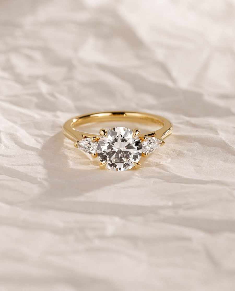 1.0-3.0 CT Round⁠  Lab Grown Diamond Three Stone Style Engagement Ring