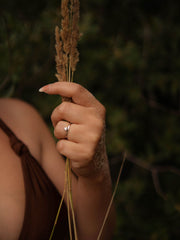 0.20 carat trillion cut lab grown diamond solitaire engagement ring in classic prong setting on polished gold band