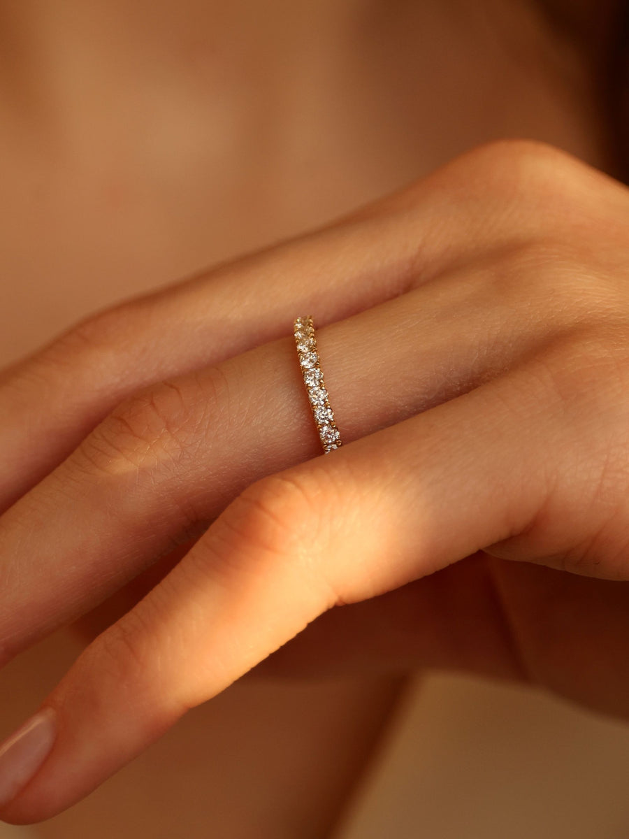 1.0 TCW Round Cut Half-Eternity Wedding Band