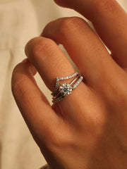 Round cut lab grown diamond solitaire engagement ring, 1.03 to 3.03 carats, set in a traditional prong setting on polished gold band