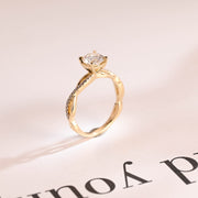 1.0 CT Round Cut Twisted Pave Moissanite Engagement Ring