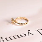 1.0 CT Round Cut Twisted Pave Moissanite Engagement Ring