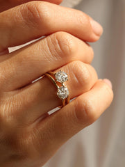 Round cut lab grown diamond solitaire engagement ring, 1.0 to 3.0 carats, set in traditional prong design on polished gold band